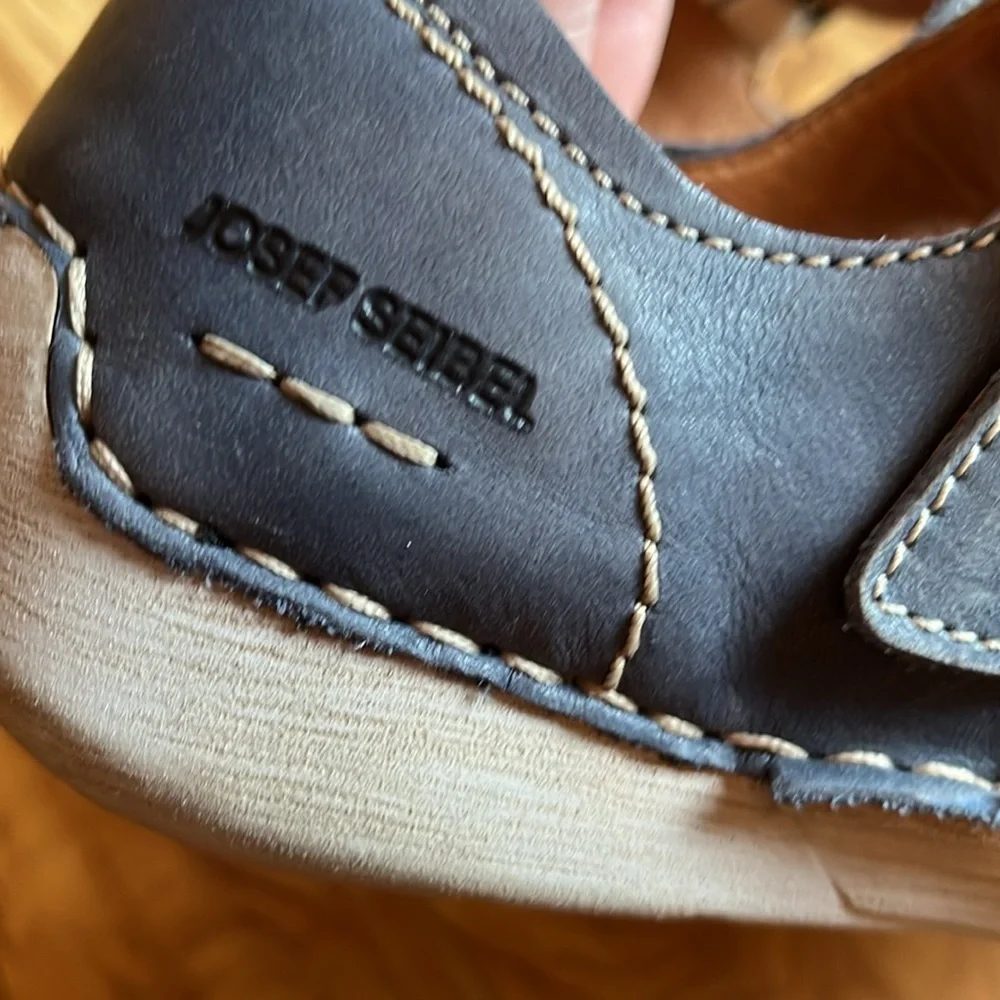Josef Seibel Fergey blue Mary Jane Leather Flats Shoes loafers Size 37 7 US EUC